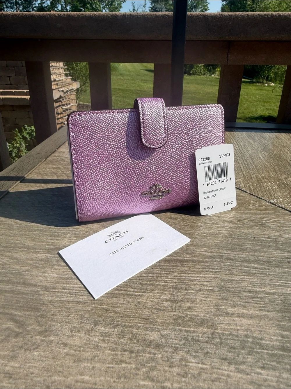 NWT Coach Metallic Lavender Medium Corner Zip Wallet
